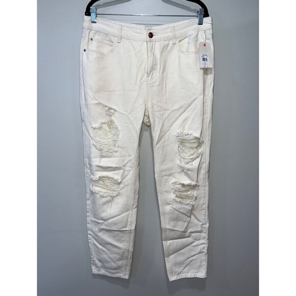 BILLABONG Hey Boy Women's‎ Jeans Size 29 White Distressed NWT - Picture 1 of 11
